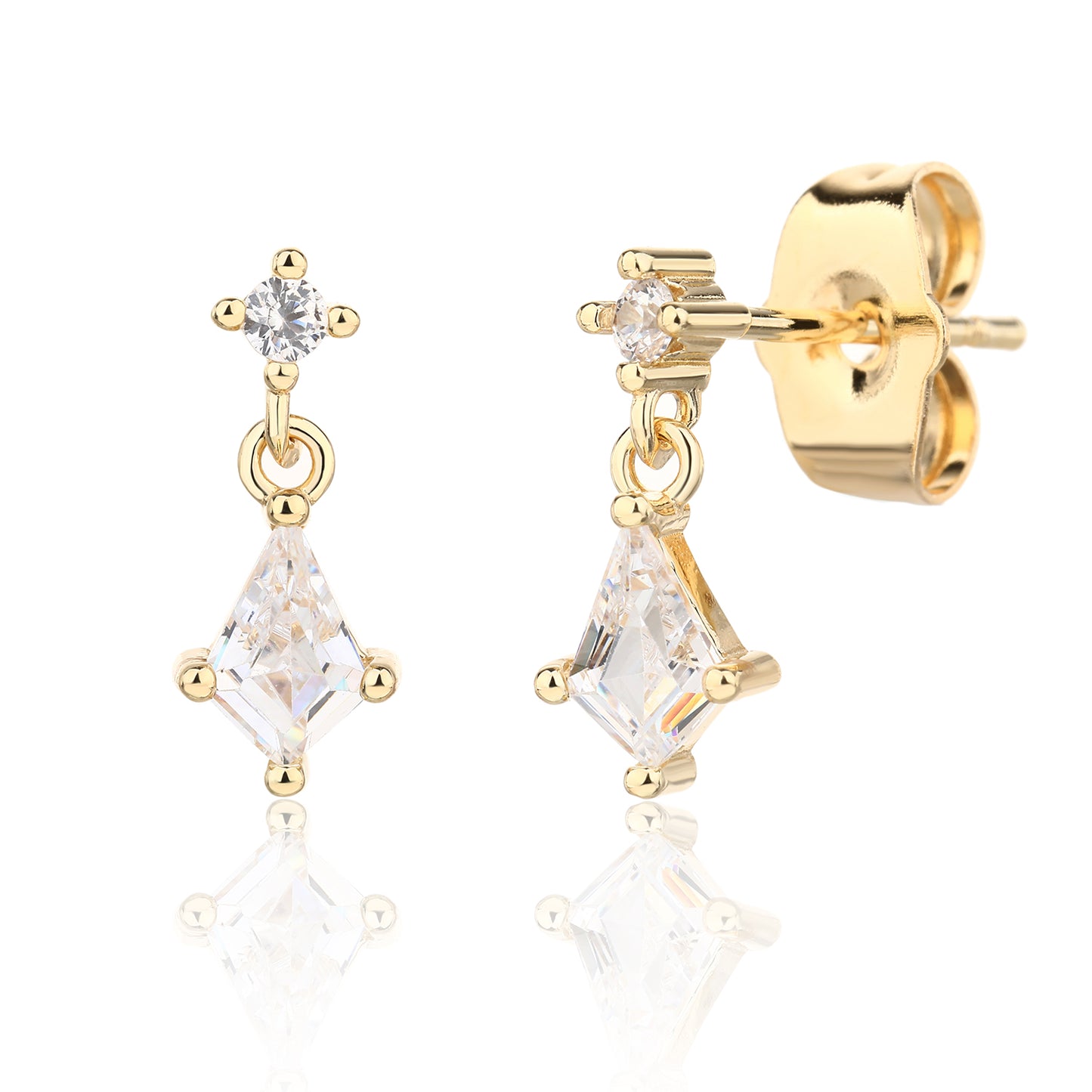 עגיל יסמין זהב - לבן