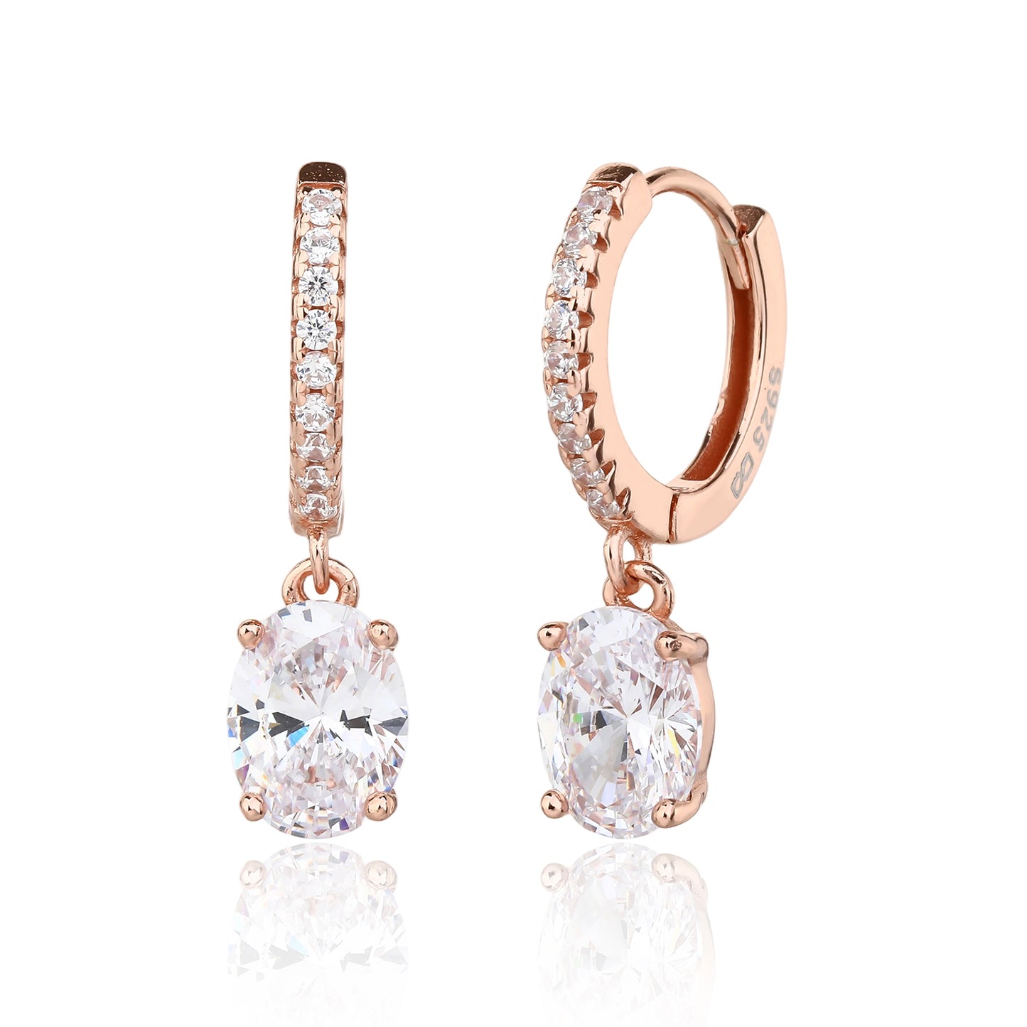 עגיל אבן חן רוז גולד