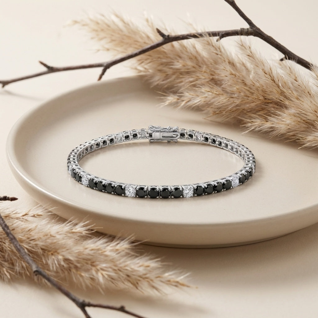 צמיד טניס Majestic Black  RSI003 (3-4 מ"מ)